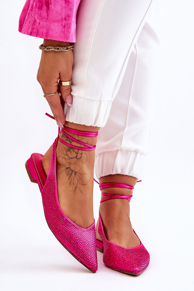 Balerine legate cu strasuri Fuchsia mavis