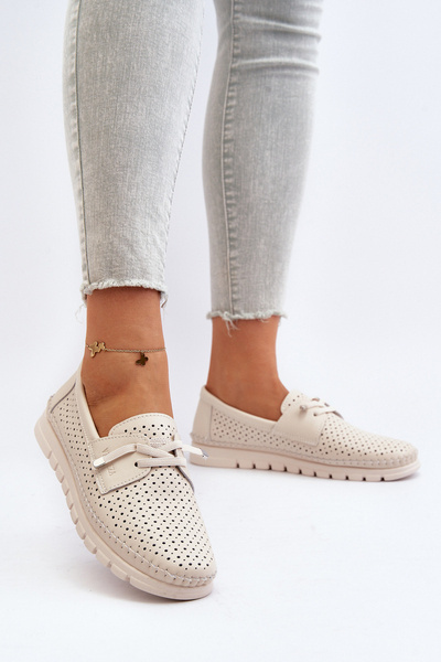 Damen beige Leder Cut-Out Schuhe Darnissa