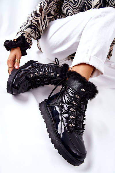 Hohe Stiefel Fleece-gefütterte Sneakers Schwarz Sneezy