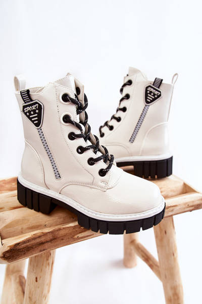 Bottes Chaudes Laquées Avec Fermeture Éclair Blanc Marcella