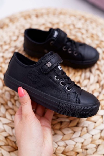 BIG STAR Kinder Leder Turnschuhe EE374034 Schwarz