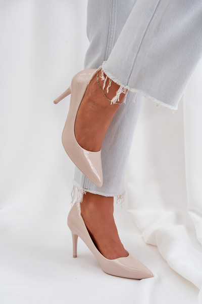 Lackierte Pumps Mit Spitzem Zeh Beige Laniffia
