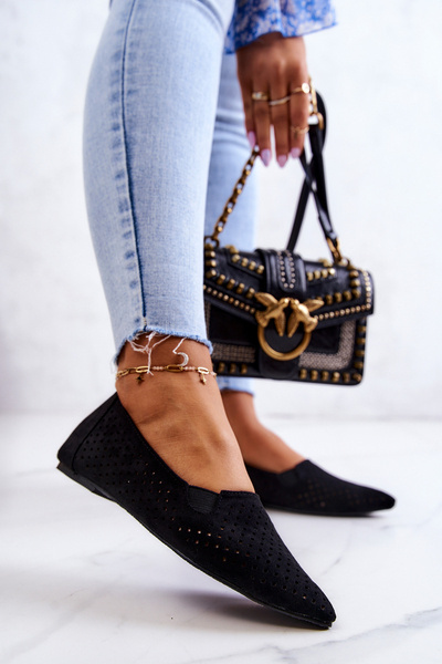 Women's openwork ballerinas Slip-on Black Rosario