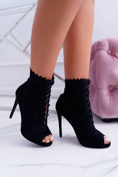 Lu Boo Schwarze Schnürsandalen Stöckelschuhe Natasha
