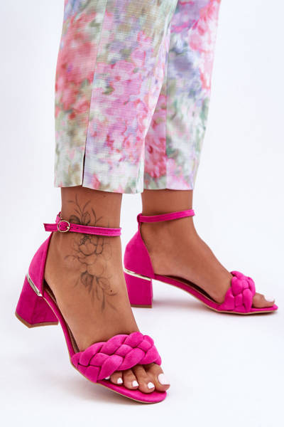 Samt Sandalen Mit Flechtmuster Fuchsia Essenza