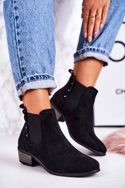 Bottines Chelsea classiques pour femmes en daim noir Walker
