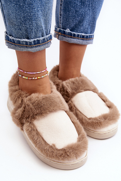 Chaussons Femme Beiges avec Fourrure Sailey