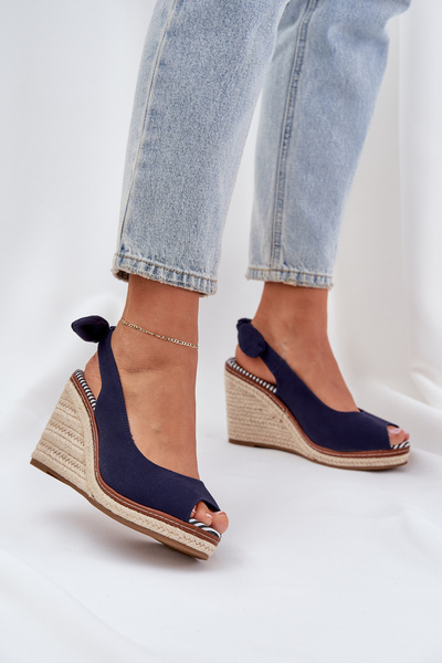 Wedgesandalen Mit Geflecht Navy Nanalis