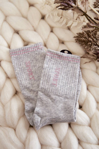 Damen Sportsocken Vertikale Inschrift Sport Grau