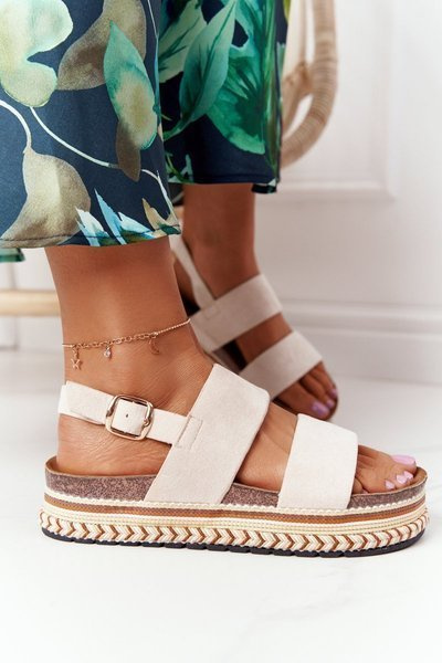 Sandales En Daim Sur Plateforme Beige Olimpia