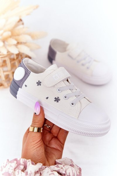 Kinder Klettverschluss Turnschuhe BIG STAR HH374052 Weiß Grau