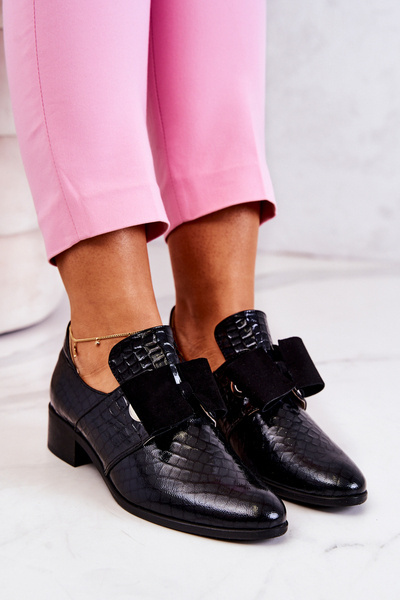 Pantofi de piele de șarpe din piele neagră marleigh