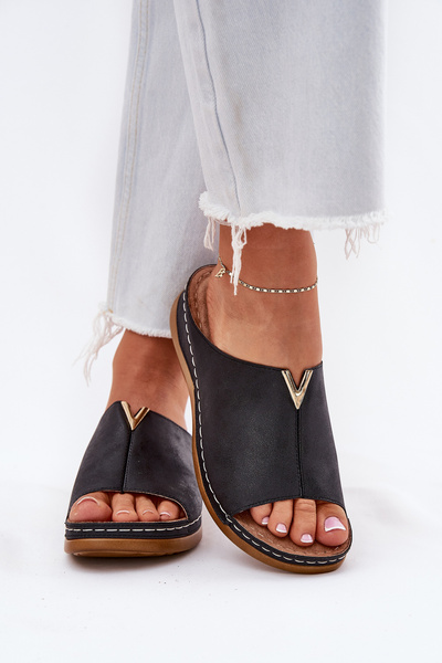 Chaussons confortables pour femmes à talon noir Claribelle