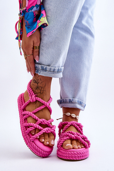 Modische geflochtene Damensandalen Fuchsie Tiffanie