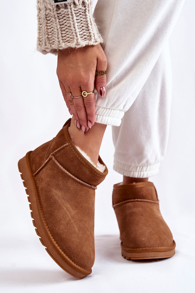 Bottes de neige basses en daim pour femmes Camel Shelie