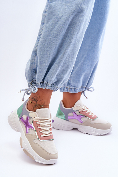 Baskets à lacets pour femmes Beige-vert Cortes