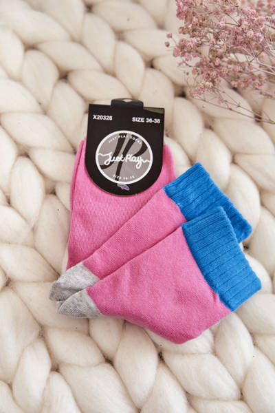 Damensocken aus glatter Baumwolle Dunkelrosa