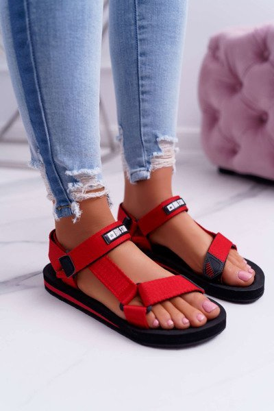 Women's Big Star Velcro Sandals Red DD274A284