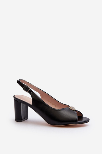 Sandale Elegante cu Toc Negru Trasea
