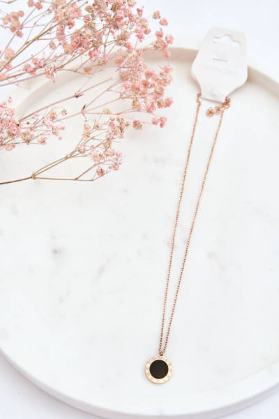 Damenkette mit Schwarz Kreis in Roségold