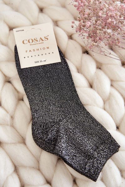 Chaussettes Femme En Coton Avec Fil Brillant Cosas Noir