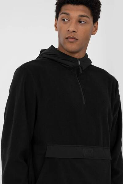 Polar Fleece Hoodie 4F Herren Mit Kapuze 4FAW23TFLEM137-20S Schwarz