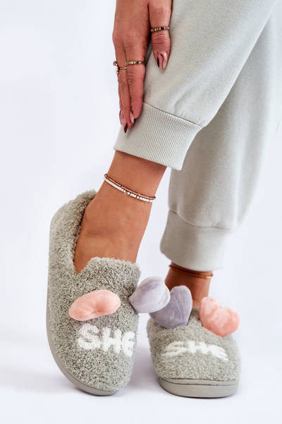 Women's Slippers With Hearts Green Alasca