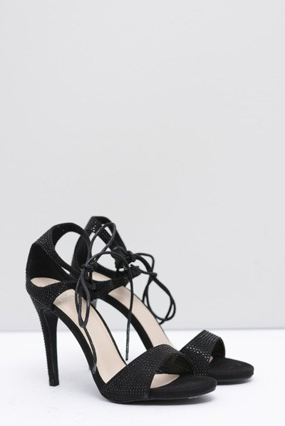 Women's Black Stilettos with Zircons Belon