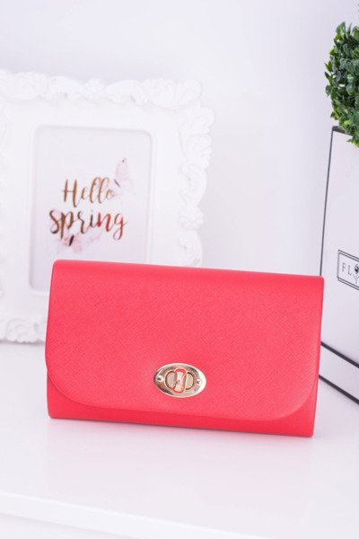 Pochette rouge pour femme, matériel plaqué or
