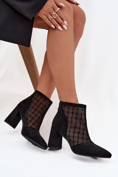 Bottes à talon pour femmes avec filet D A LZ52 944 noires