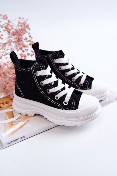 Children's High Sneakers Black and White Freeze