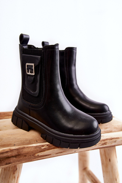 Bottes hautes en cuir fille noires Shelby