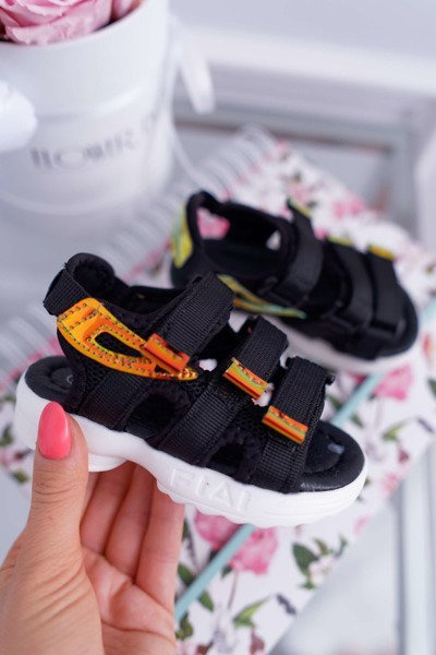 Vaikiški Velcro sandalai mergaitei berniukui, juodi Kimmi