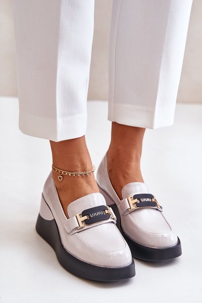 Lackierte Wedge-Mokassins Grau Vinceza 58337