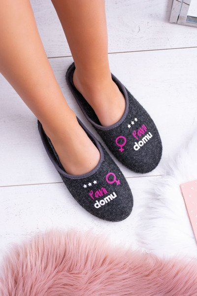 Dreex Filz Schwarz Damen Clara Hausschuhe