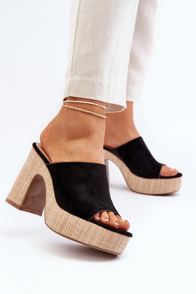 Claquettes à talons hauts et plateforme pour femmes noires Siobhan