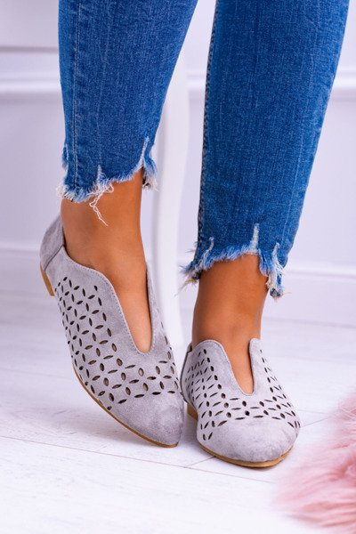 Lu Boo Demi-chaussures à enfiler en daim gris pour femmes Synthia