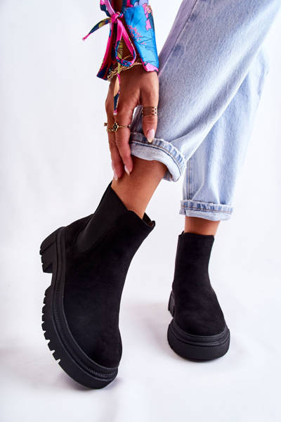 Velúr Slip On Worker Boots Fekete Lorea