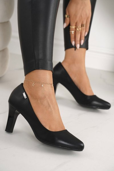 Escarpins classiques pour femmes sur un talon bloc noir Eleanor