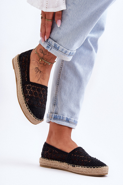 Moteriškos suvarstomos espadrilės, juoda, viena meilužė
