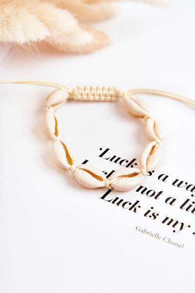 Női Karkötő Egy Bőr Kagyló Fehér