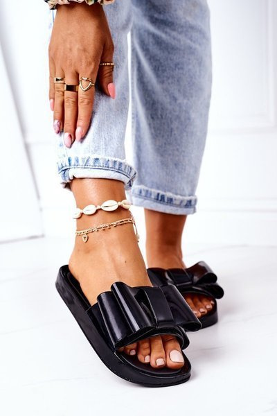 Rubber Bow Flip Flops Schwarz April