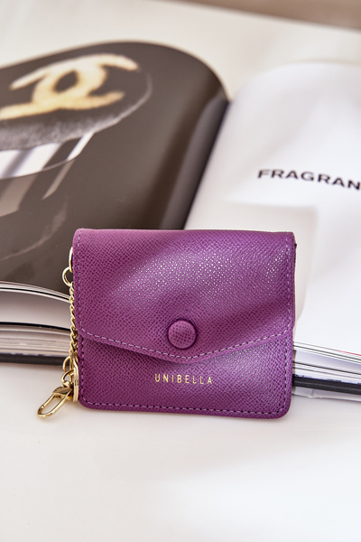 Étui À Cartes Avec Porte-Clés Doré En Cuir Écologique Violet Iritinme