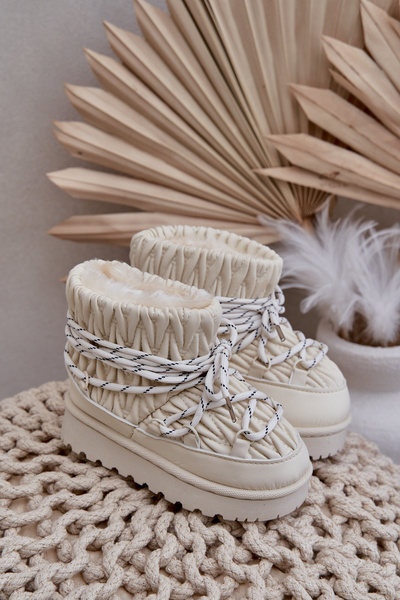 Bottes De Neige Enfant Isolées Avec Fourrure Épais Beige Clair Nastira
