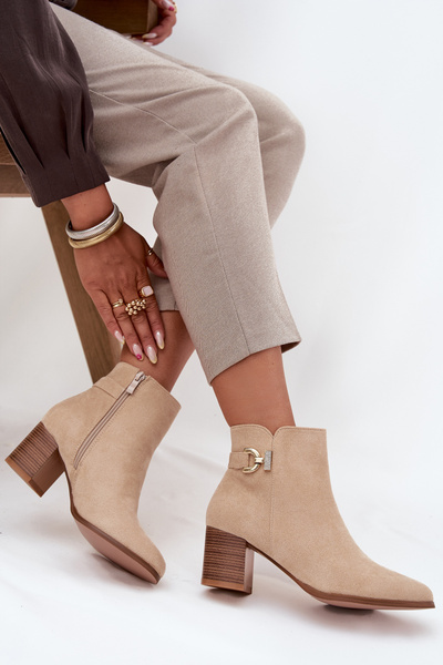 Isolierte Damenschnürstiefeletten mit goldenem Detail beigen Renora