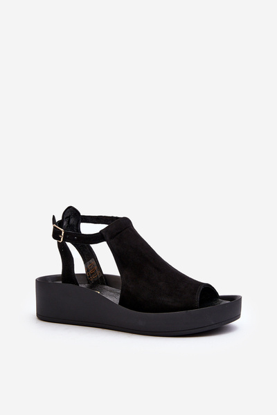 Zazoo 2914 Sandales en daim pour femme Noir