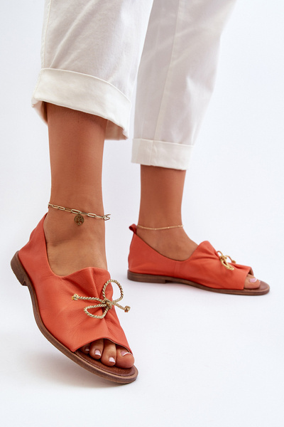 Zazoo 2660 Ballerines Femme En Cuir Orange