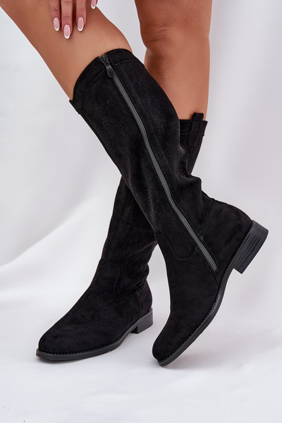 Bottes Avec Tige Aérée Sur Talon Plat S.Barski HY51-860 Noires