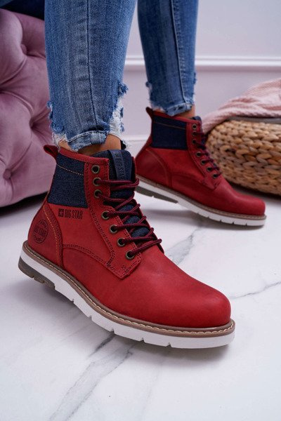 Női csizma Trappers Big Star Leather Maroon EE274006