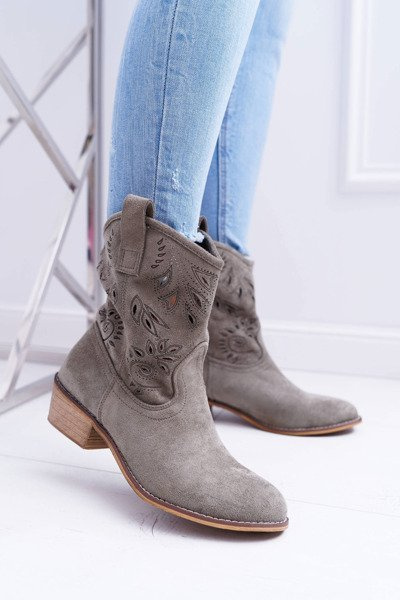 Cizme de stiletto pentru femei slip-on cowboy Boots Olive Lalu
